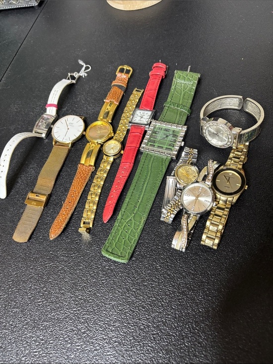 Source Unknown Accessories - Leather Stainless Steel Bundle of Watches NEED BATTERIES! 10 Watch Mixed Brands